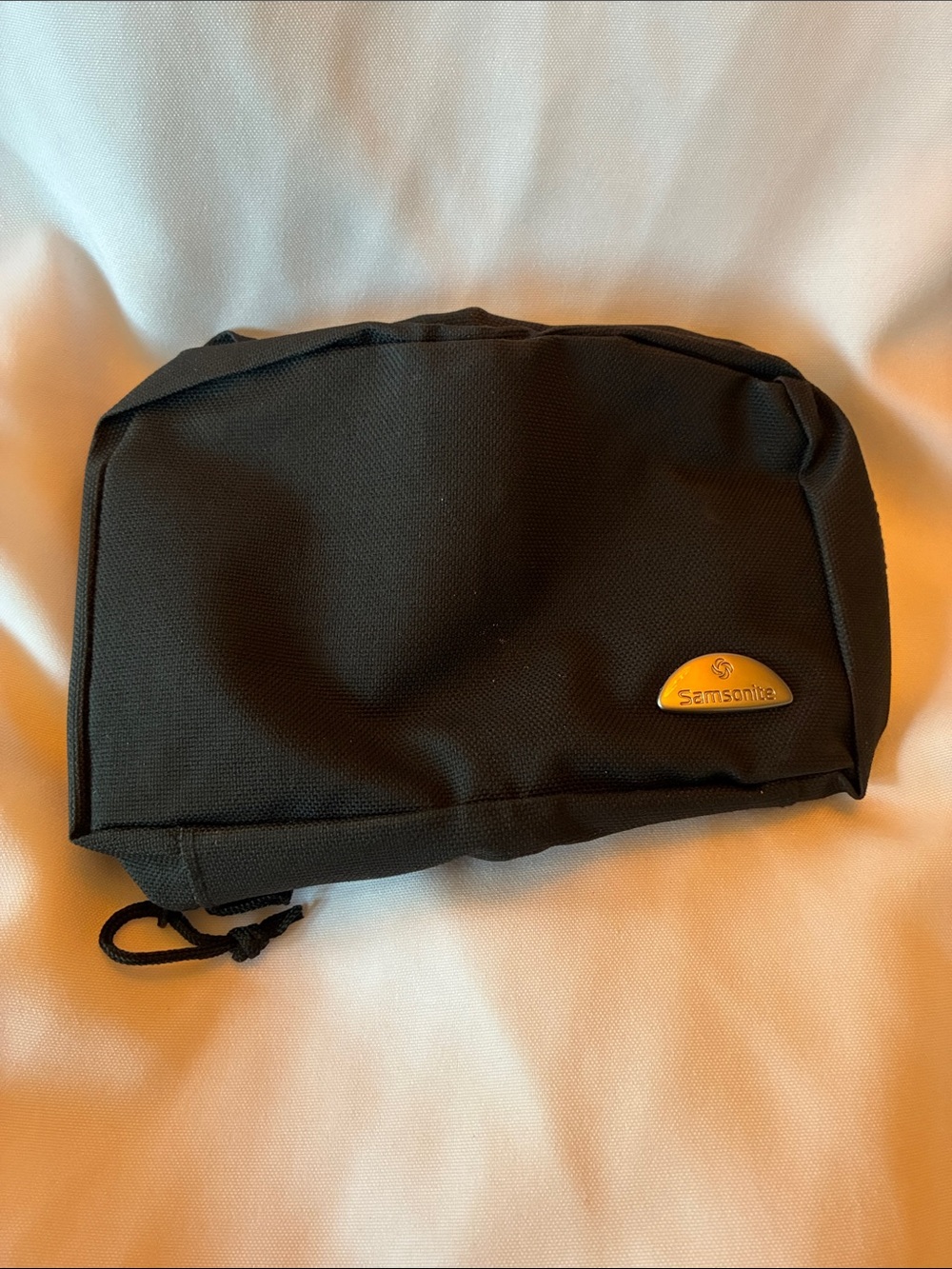 Samsonite Black Zip Travel Pouch with Gold Logo
